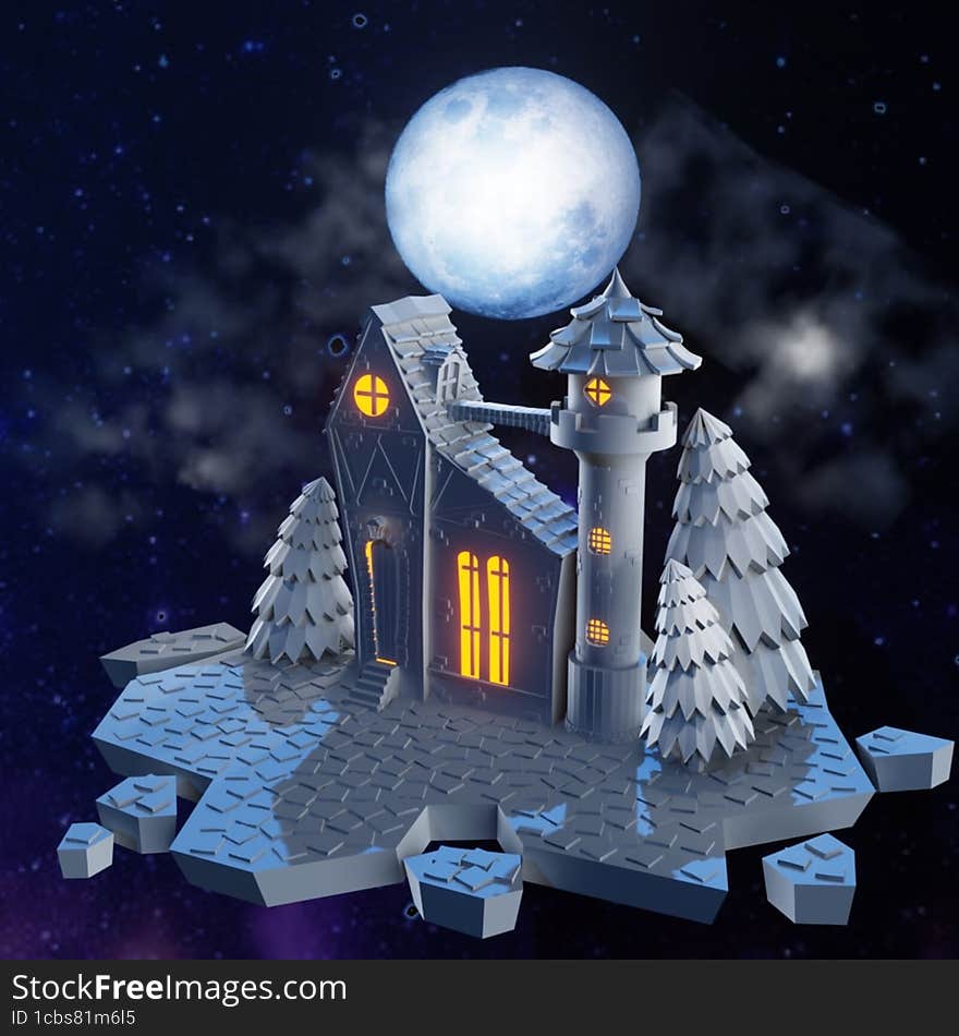 A FAIRY-TALE CASTLE IN THE NIGHT SKY