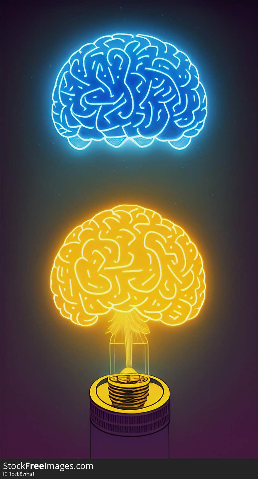 Glowing brain with bright, smart lighting, emanating brilliant ideas and innovative solutions.