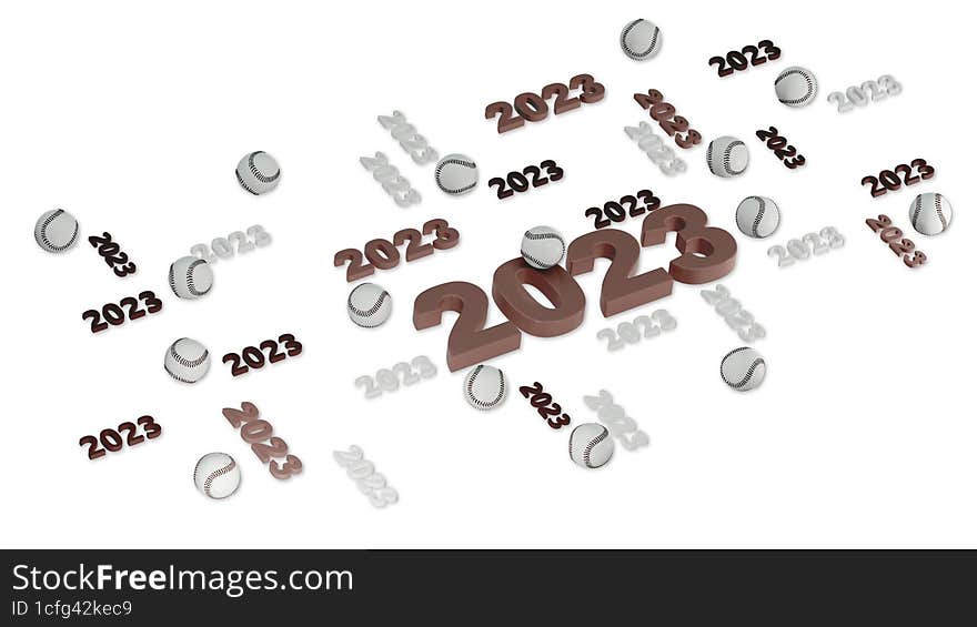 Lots Of Baseball 2023 Designs With Several Balls On A White Background