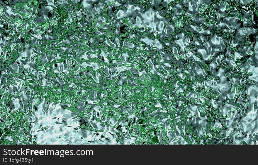 Metallic and Green Fluid Filling the screen with many Swirls and Vortex background