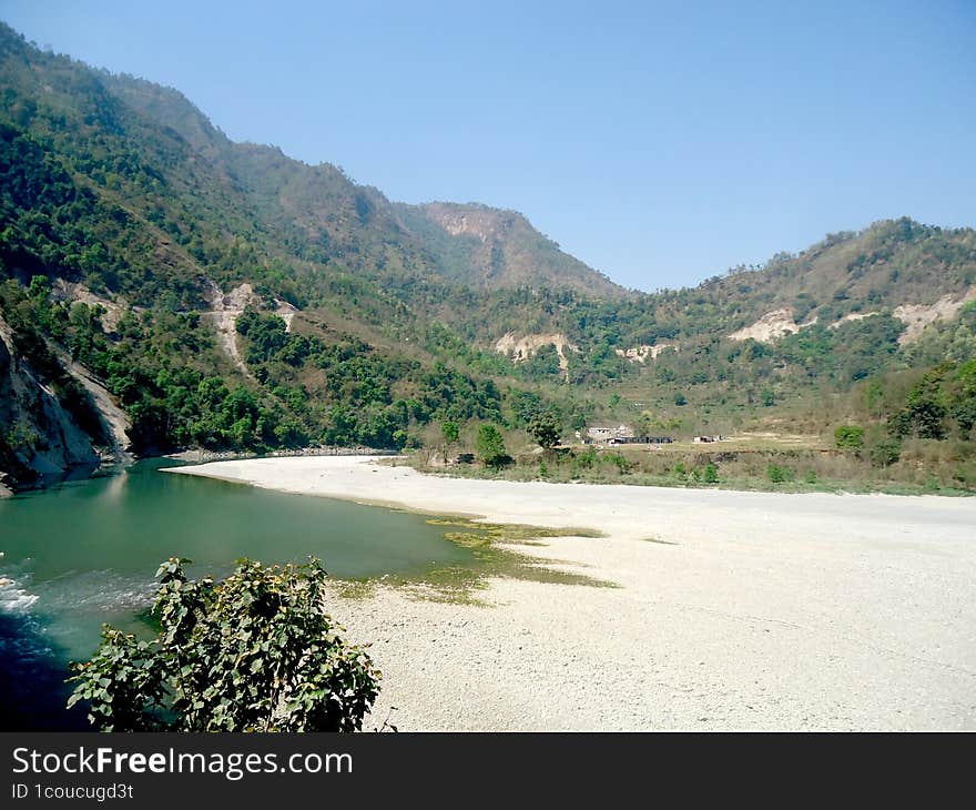 Kaligandaki river in Palpa. Near the river Ranimahal is located with beautiful hills and villages. Kaligandaki river in Palpa. Near the river Ranimahal is located with beautiful hills and villages.