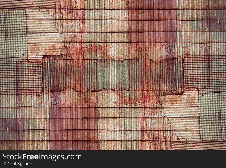 grunge rustic gray  metal sheet  annd brown wooden texture  background