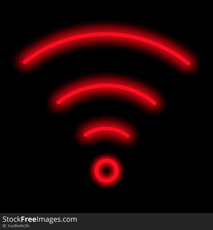 wi fi signal red neon icon