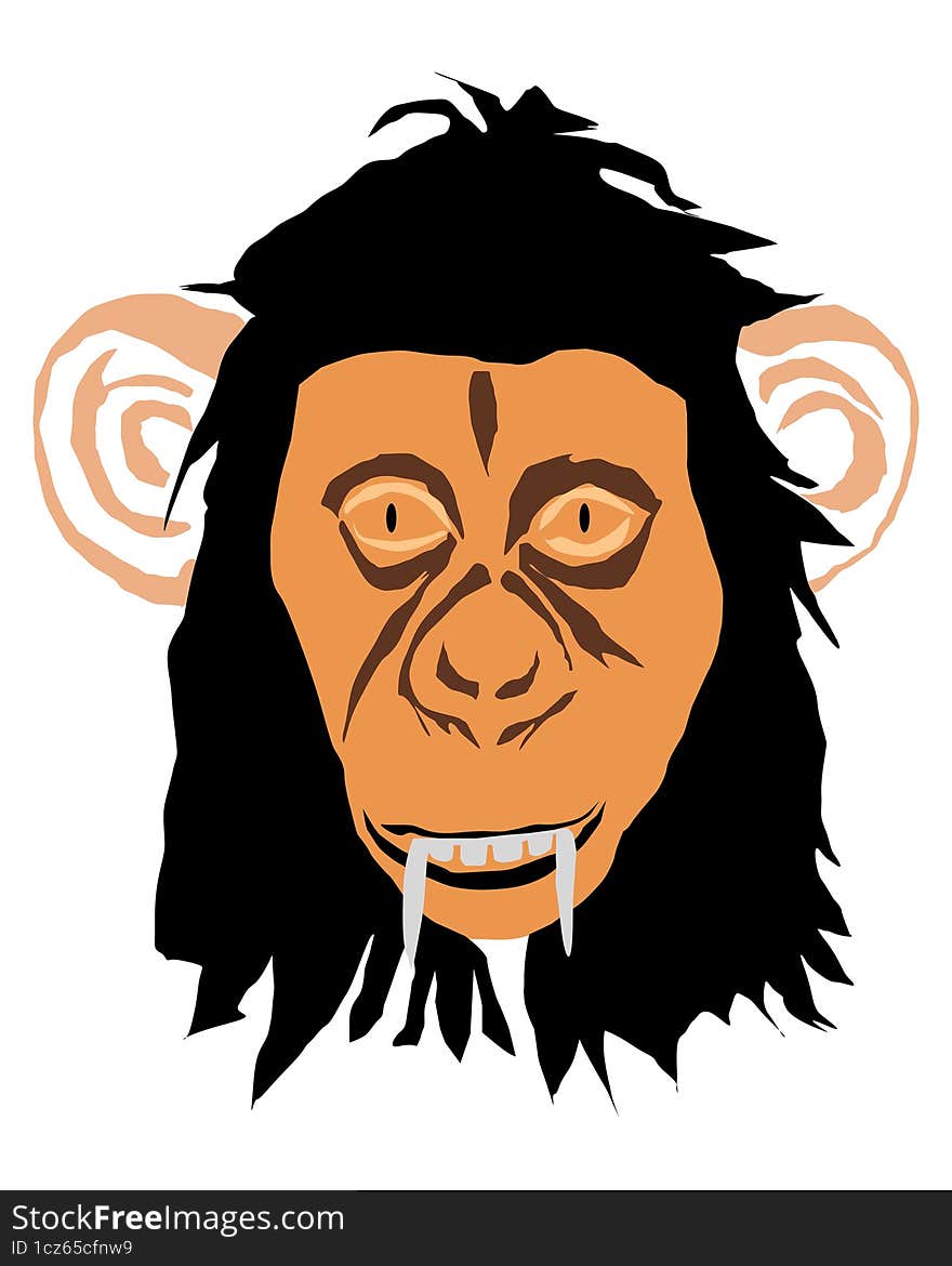 ferocious fanged monkey  Suitable for screen printing, logos etc