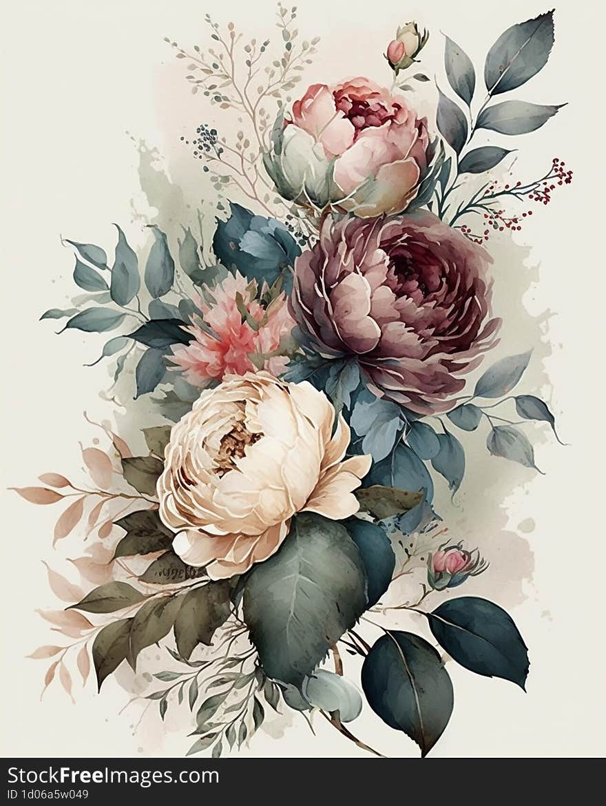 Stunning Flower Bouquet on White Background Digital art prints