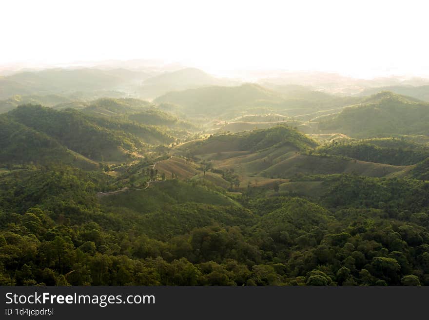 Nature beauty mountain morning view show rainforest.