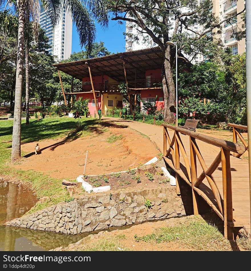 House with 2 rustic floors made of wood and masonry for park maintenance. House with 2 rustic floors made of wood and masonry for park maintenance