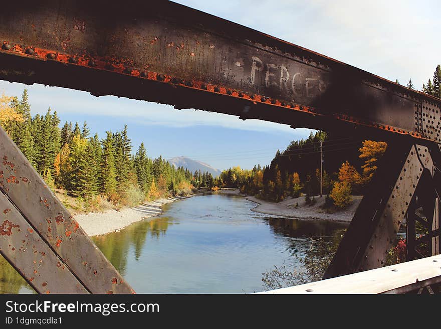 Engine Bridge Metal Frame Of Bow River