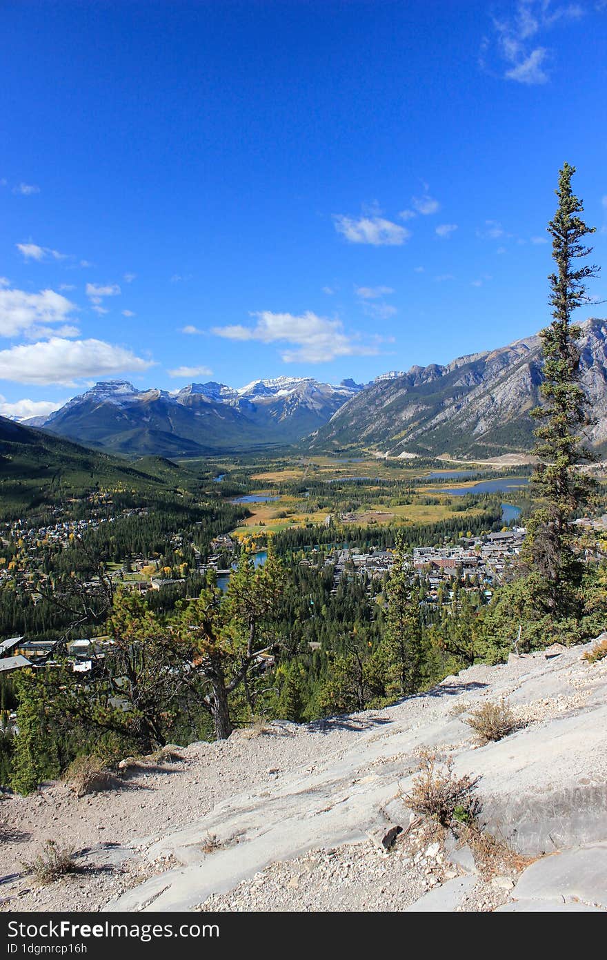 Banff town , alberta ,Canada taken from tunnel mountain