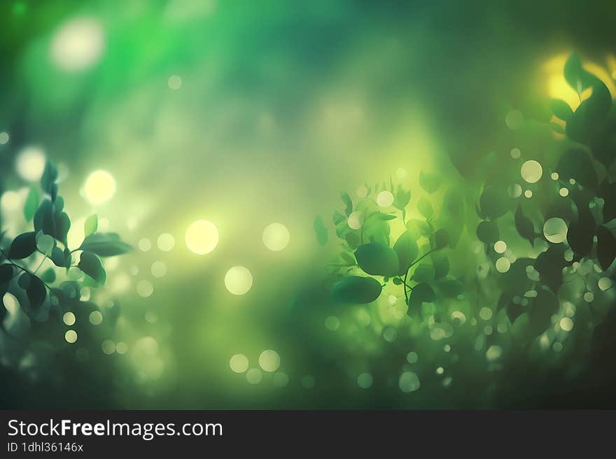 green blurred background, environmental concept, copy space. Generative AI