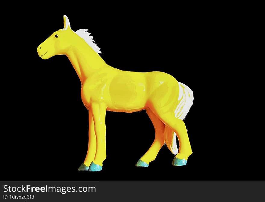 Yellow Horse On Dark Background