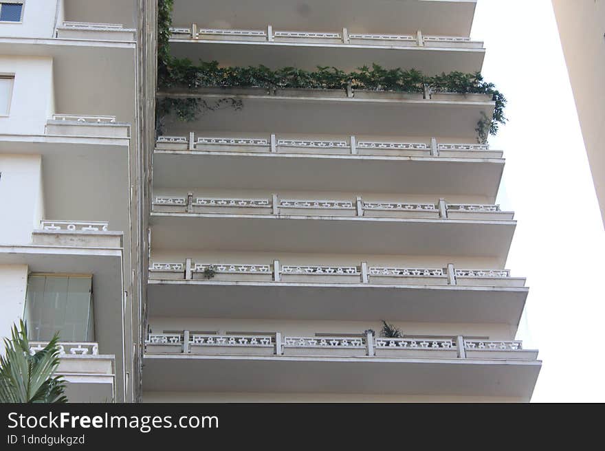 Old Building, Avenida Paulista, Located In The Heart Of São Paulo, Brazil Historic Building, Renovated Facade And Flower Box On Th