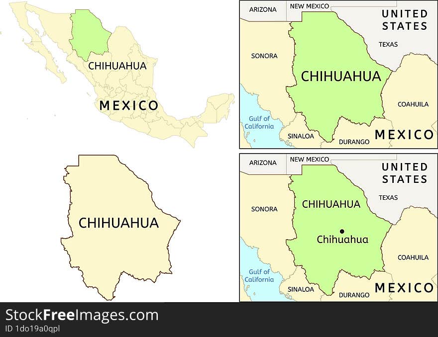 Chihuahua state location on map of Mexico