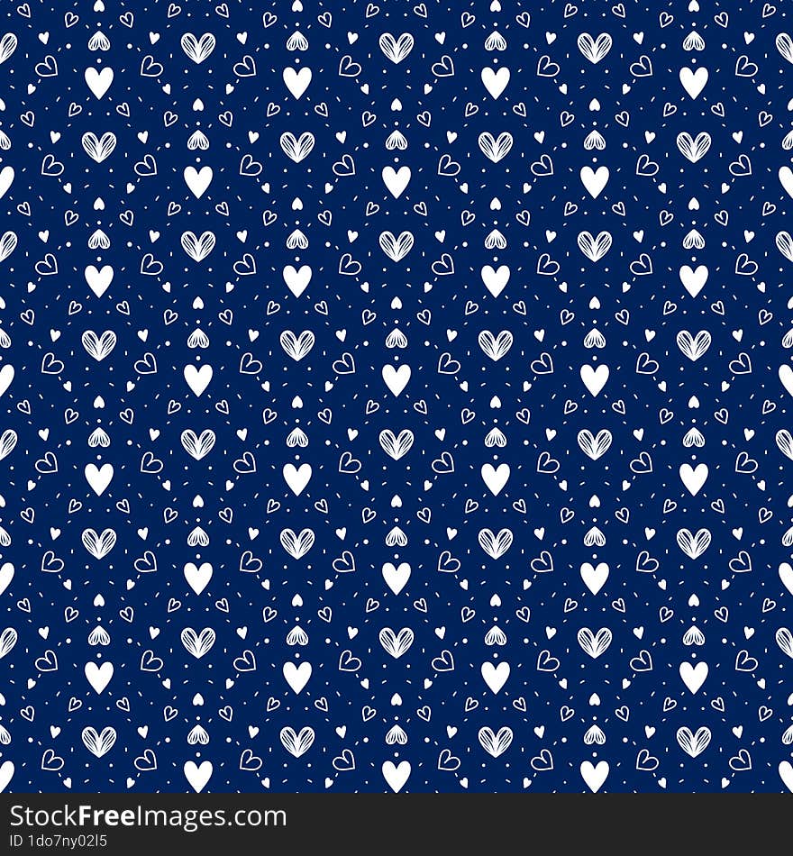 Cute doodle heart pattern seamless background