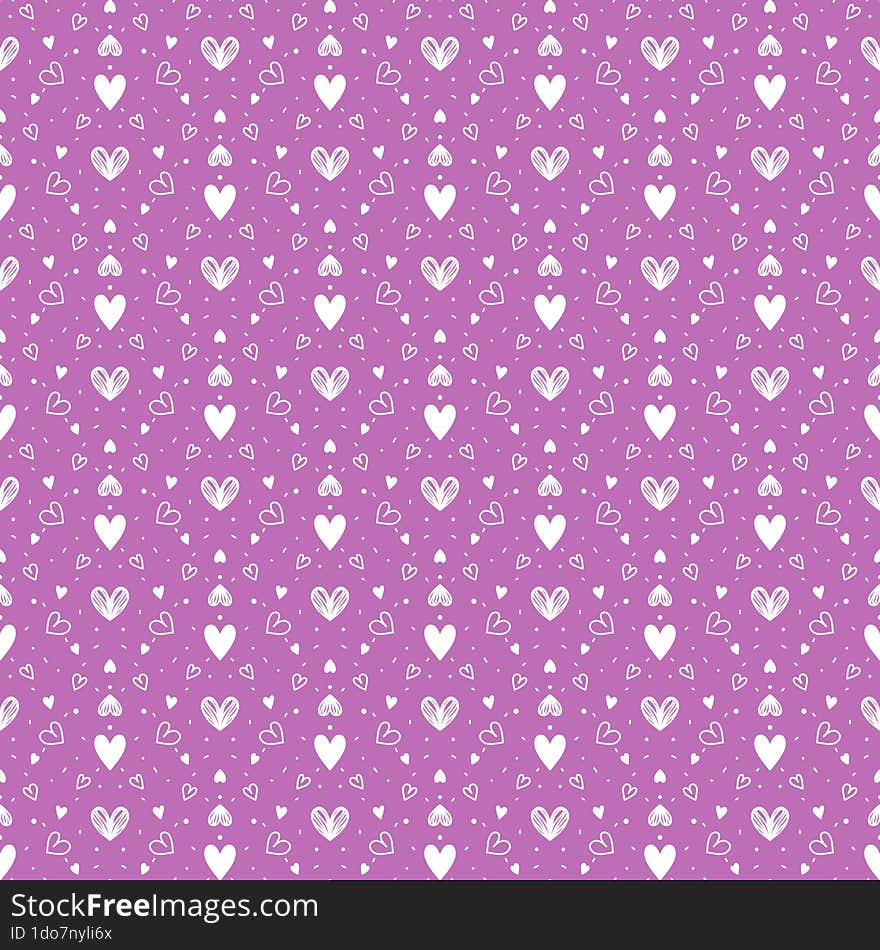 Cute doodle heart pattern seamless background