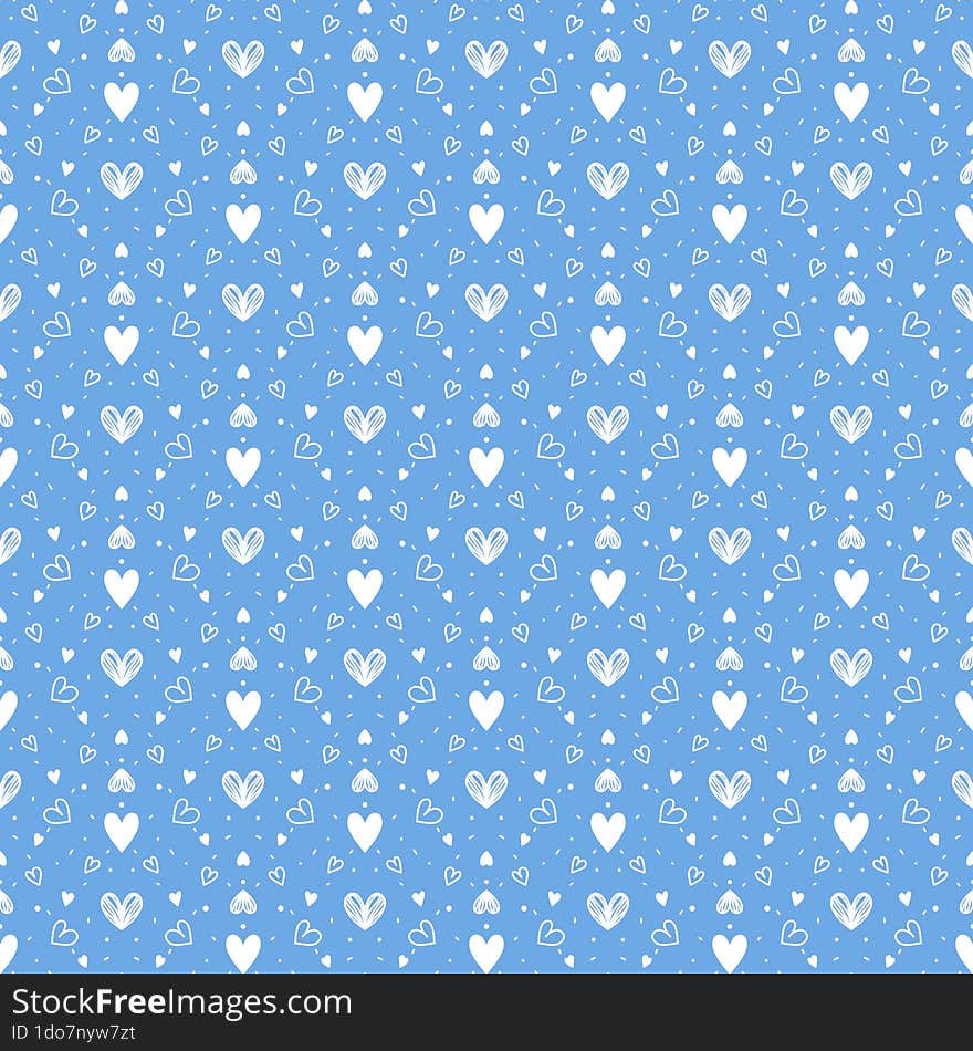 Cute doodle heart pattern seamless background