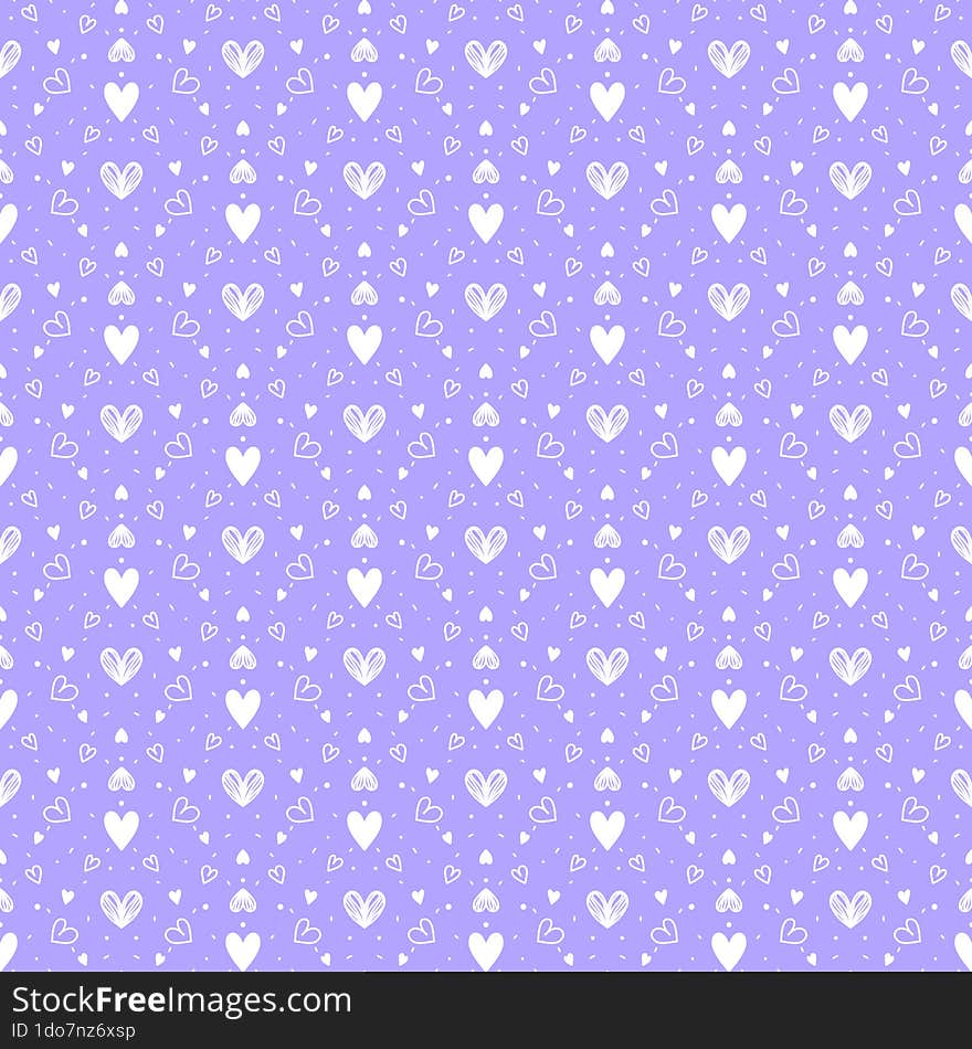 Cute doodle heart pattern seamless background