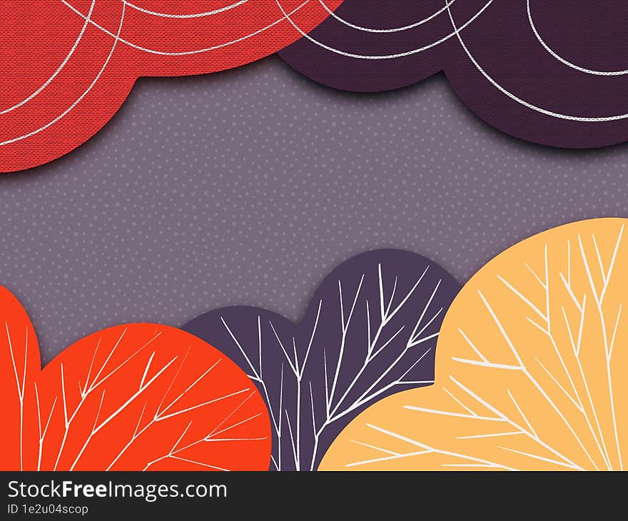 Abstract background on purple, yellow, red colors with dots and line