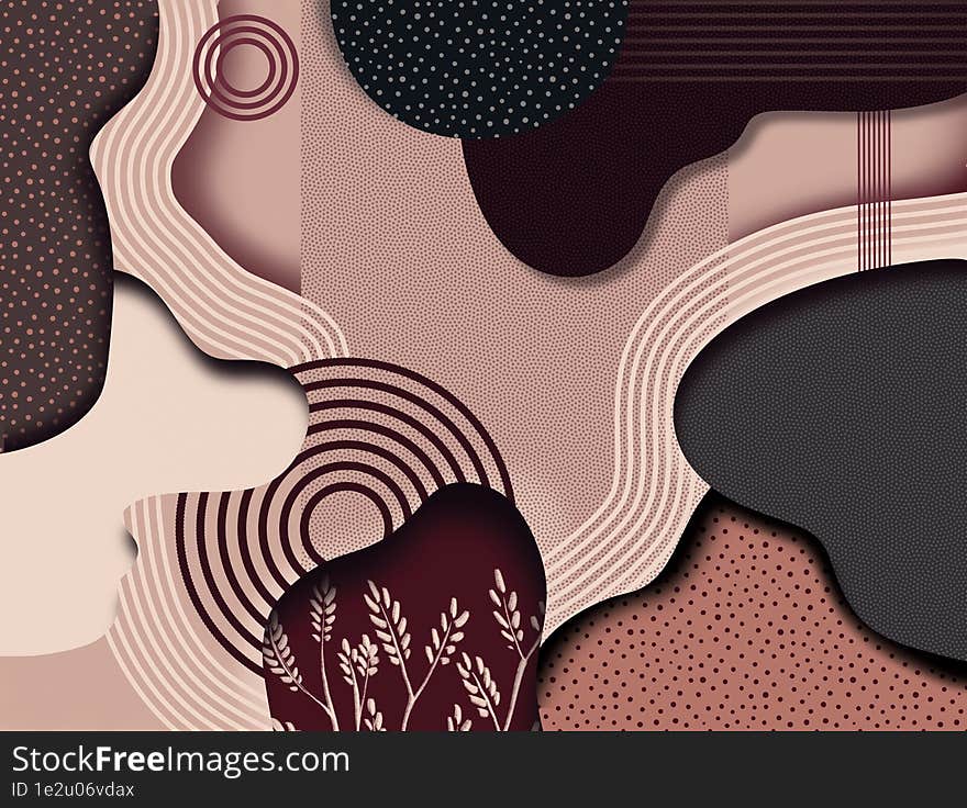 Abstract Background On Brown And Beige Colors With Dots And Line