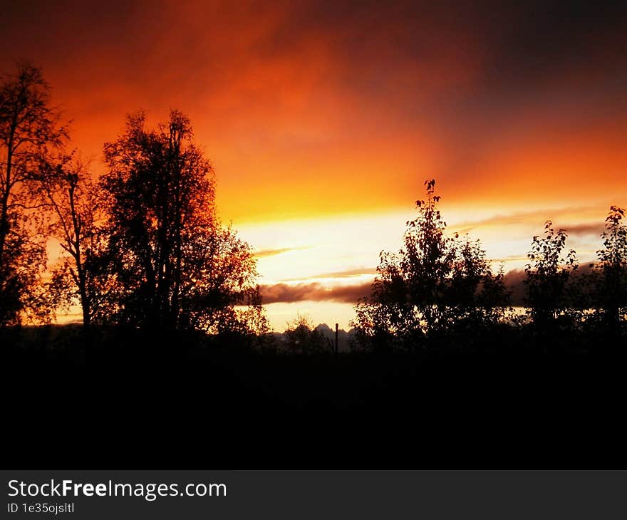 Fiery Sunset In Alaska, US