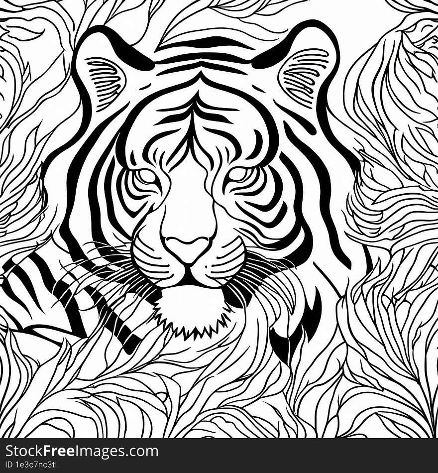 An AI generated white tiger seamless pattern. An AI generated white tiger seamless pattern.