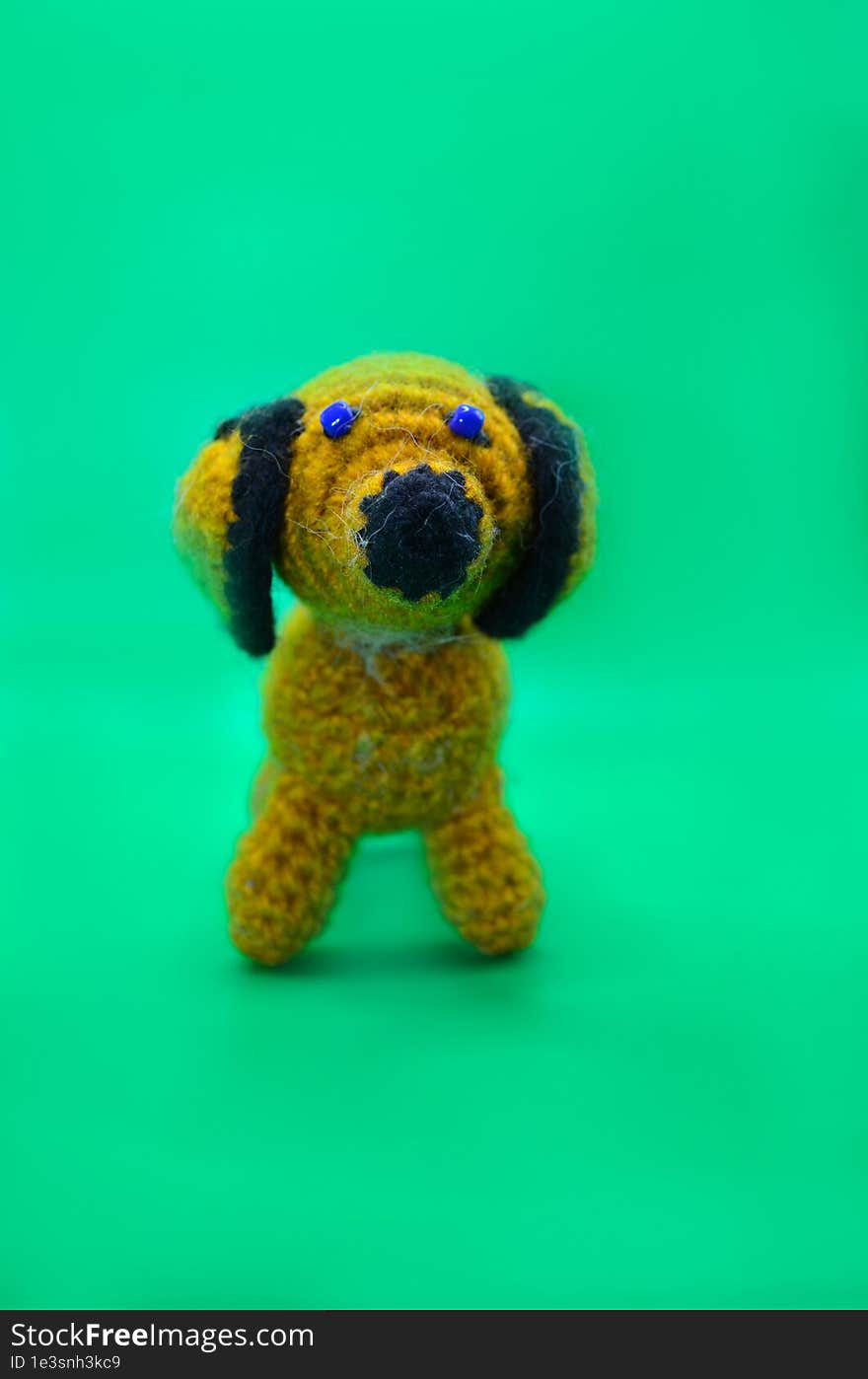 knitted toy in the form of a dachshund dog