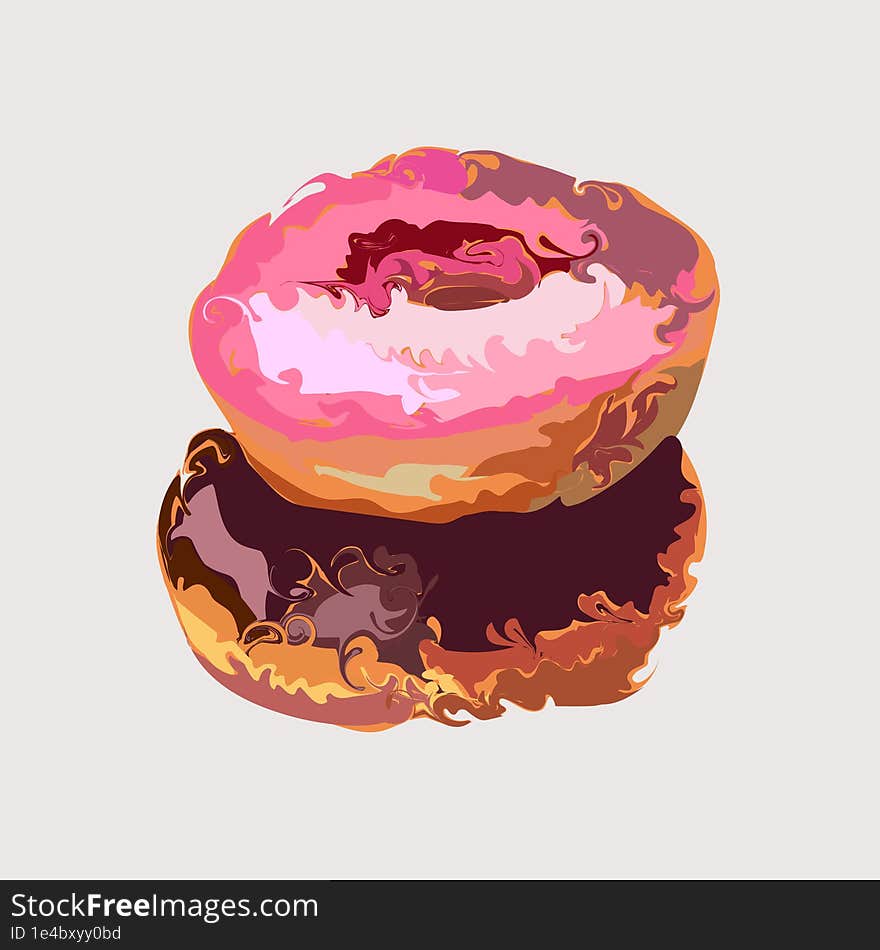 Donuts illustration is bright and juicy for your references