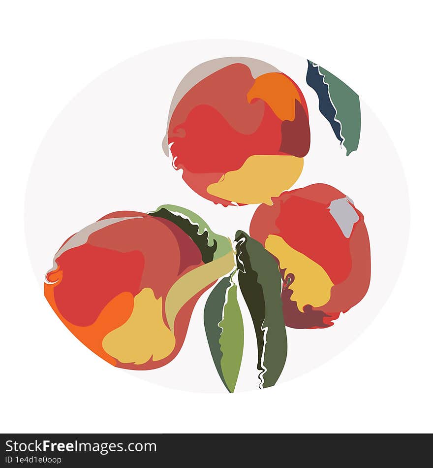 Peaches On A Branch In A Decorative Manner For Your Designs