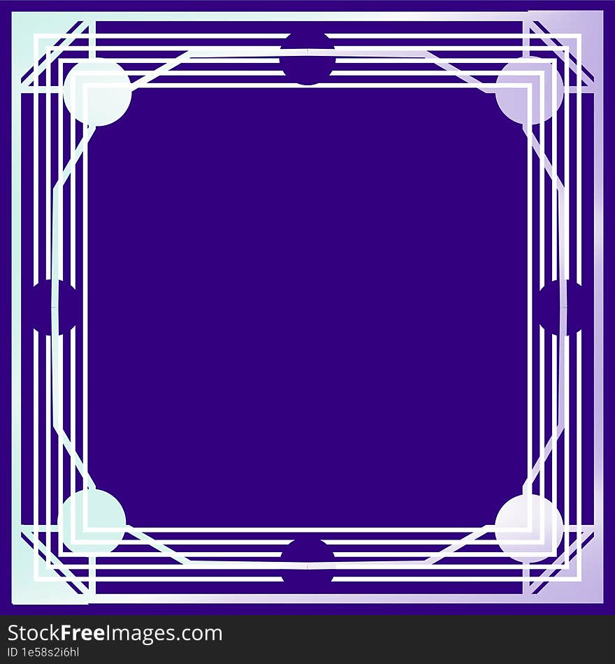 Neon Oriental Style Wireframe Boarder Template, Mint and Light Purple Gradient, Violet Background