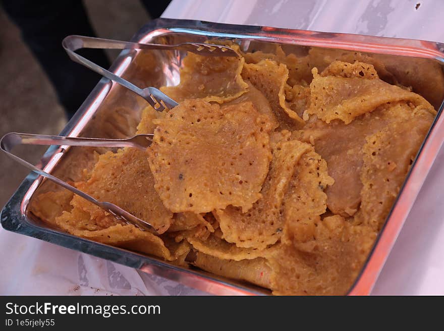 Rajasthani famous ghevar sweets during Indian wedding