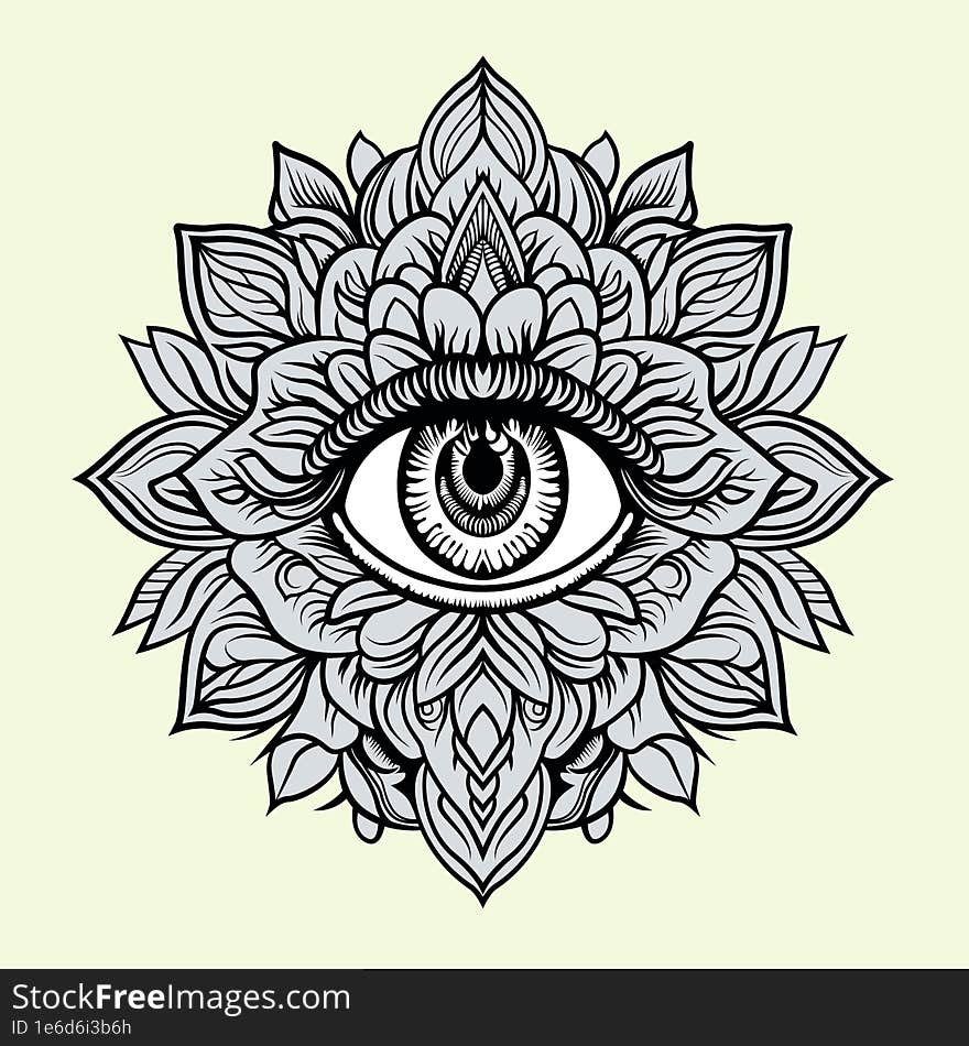 Eye mandala  for tattoom, sticker