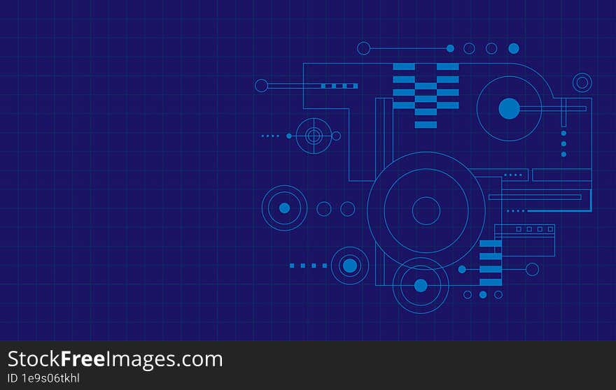 Geometric Abstract Blueprint Architecture Background. Mechanical Engineering Cover Graphic