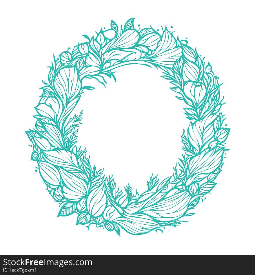 circle floral frame leaf illustration