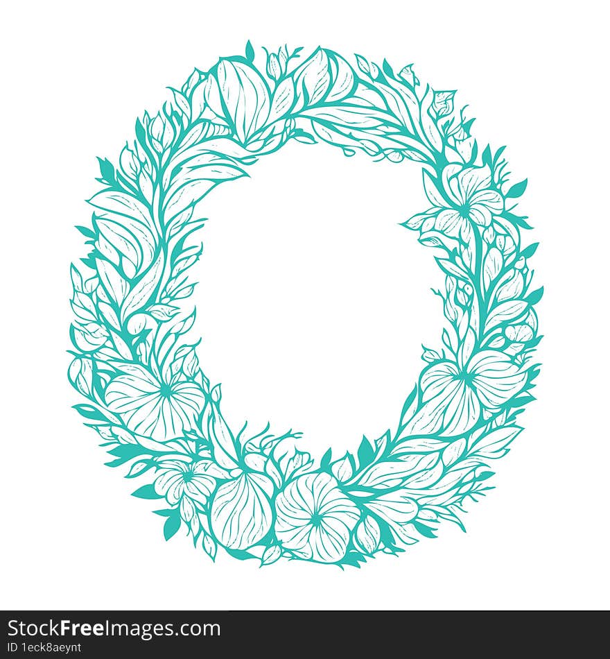 circle floral frame leaf illustration