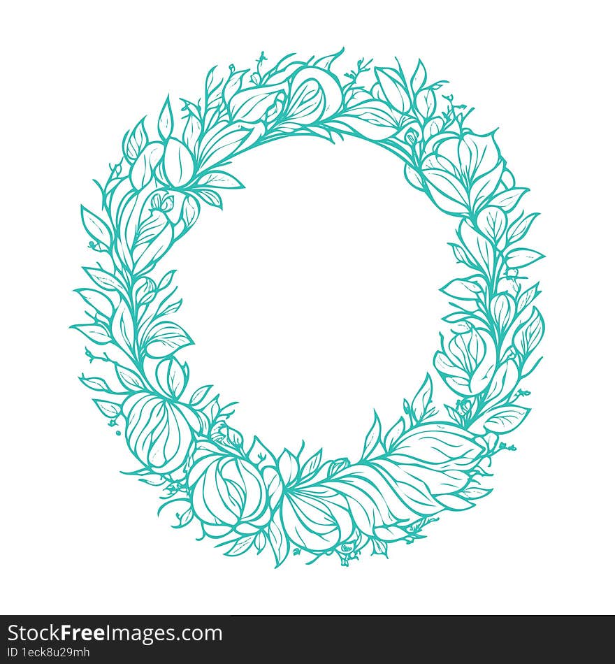 circle floral frame leaf illustration