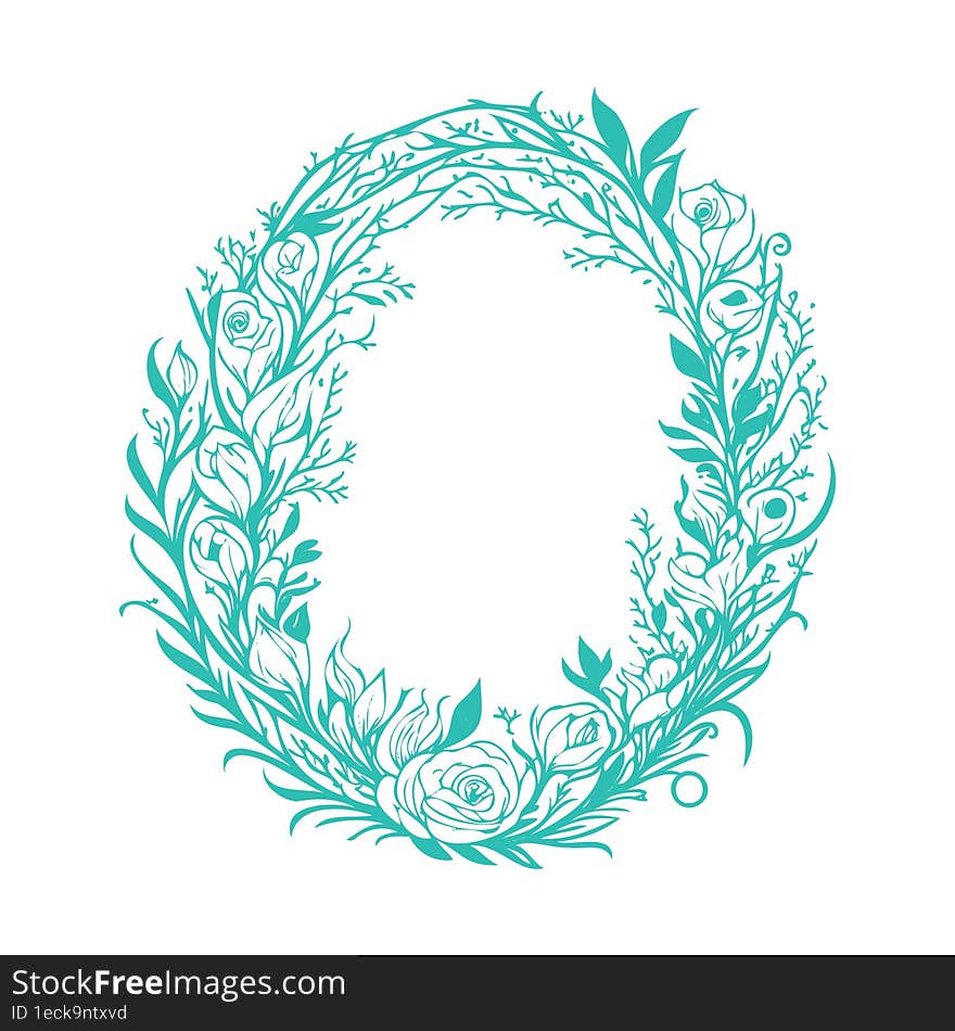 Circle Floral Frame Leaf Illustration