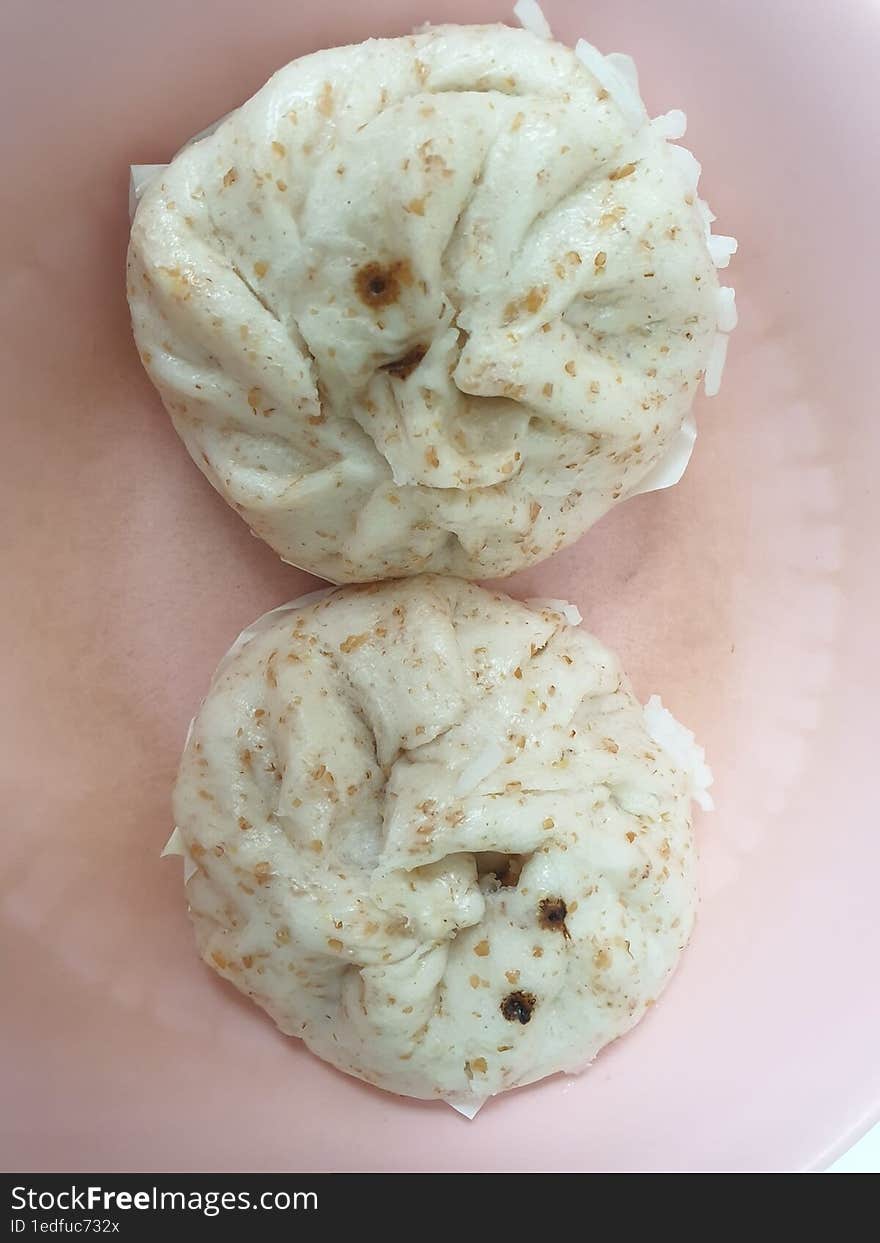 Two Vegan stuffed steamed bun