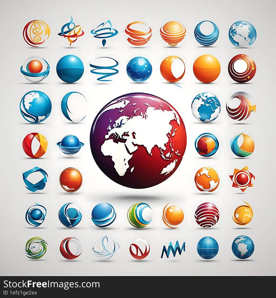 World symbol design icon set with white background