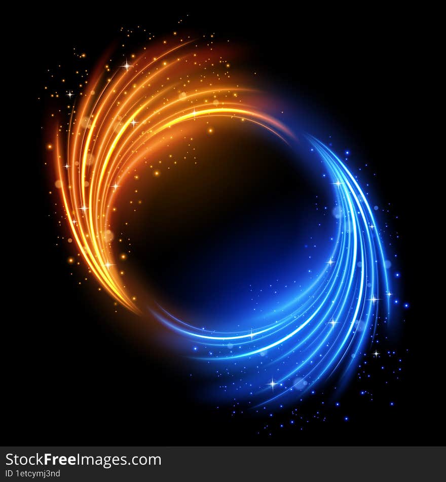 Rotating Multicolor Lights with Sparks,  and Easy to Edit, Vector Illustration