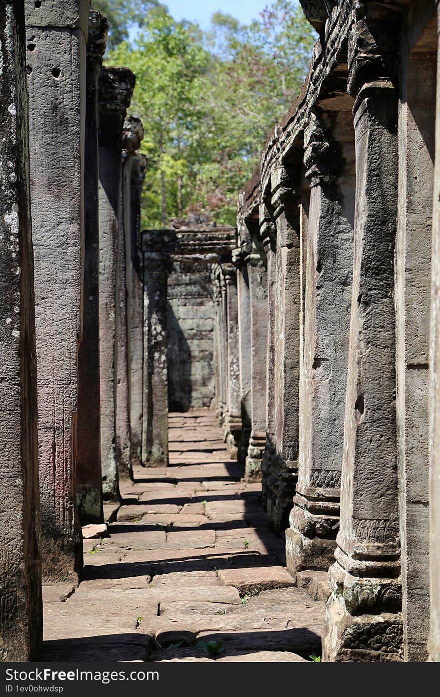 Stone statues, ancient civilization. Phnom Penh-Siam Reap-Angkor Wat.Siem Reap City