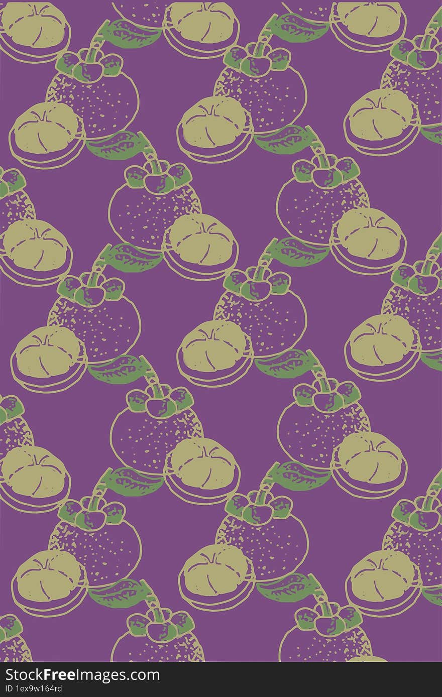 A tropical fruit mangosteen in pattern perfect for pop culture design idea