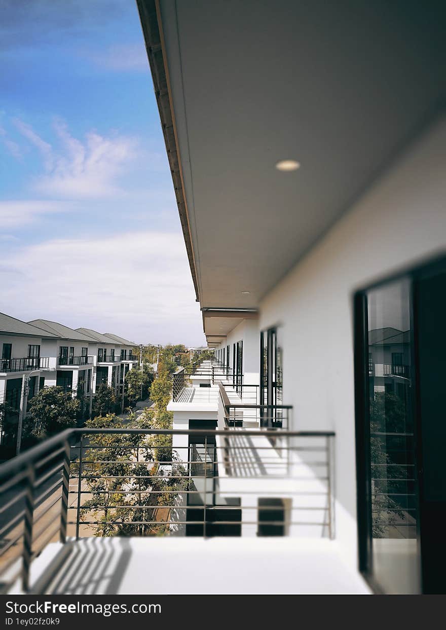 Upper porch, two-storey housing estate