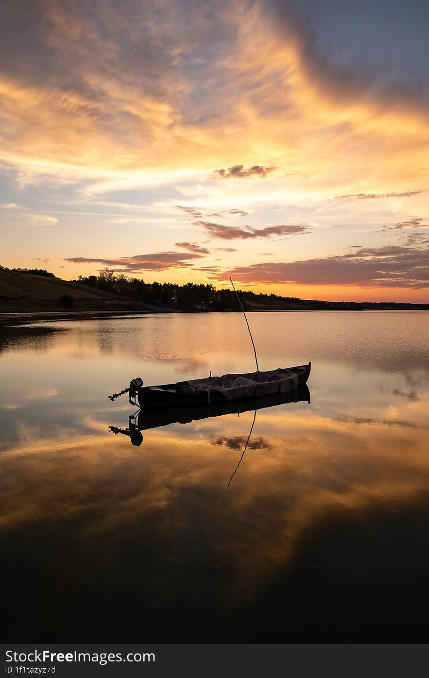 cloud reflection on the lake at sunset