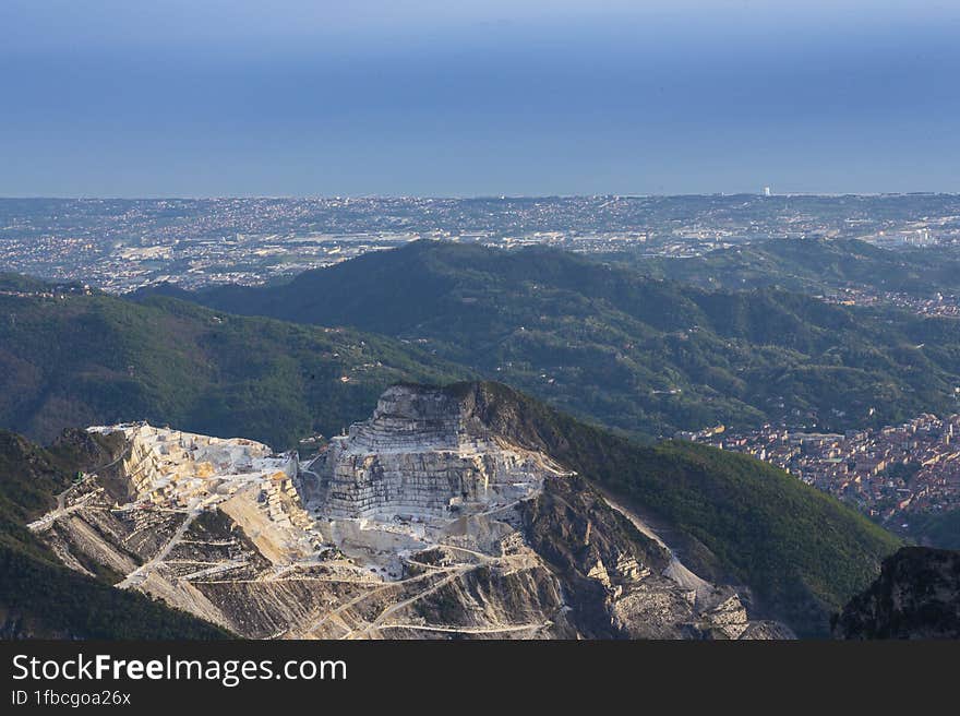 Impressive Scenery In The Apuan Alps, Italy, With The Carrara Marble Quarries In The Background