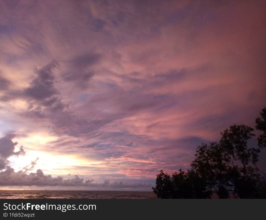 beautiful purple sky in the evening