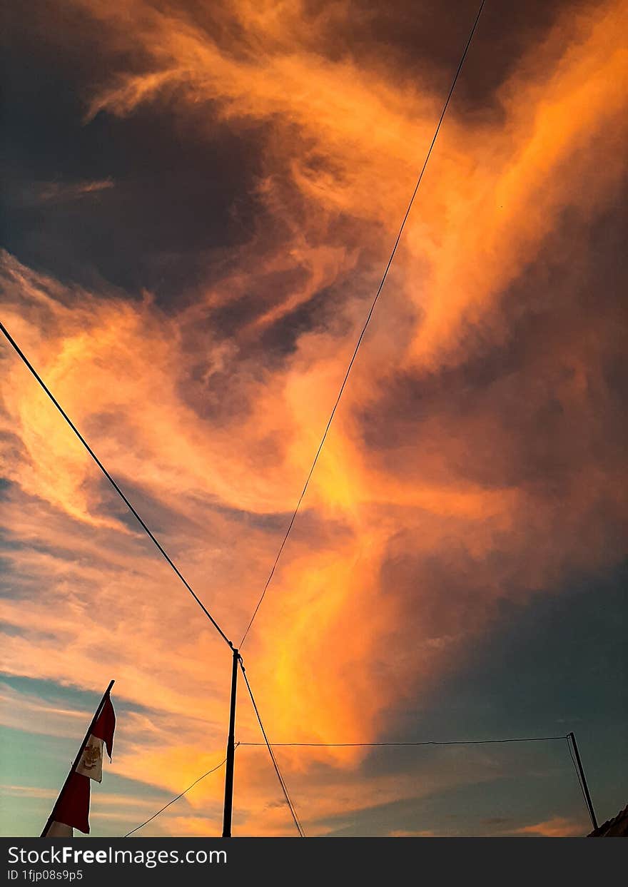 Beautiful sunset and clouds highlighted by sunlight