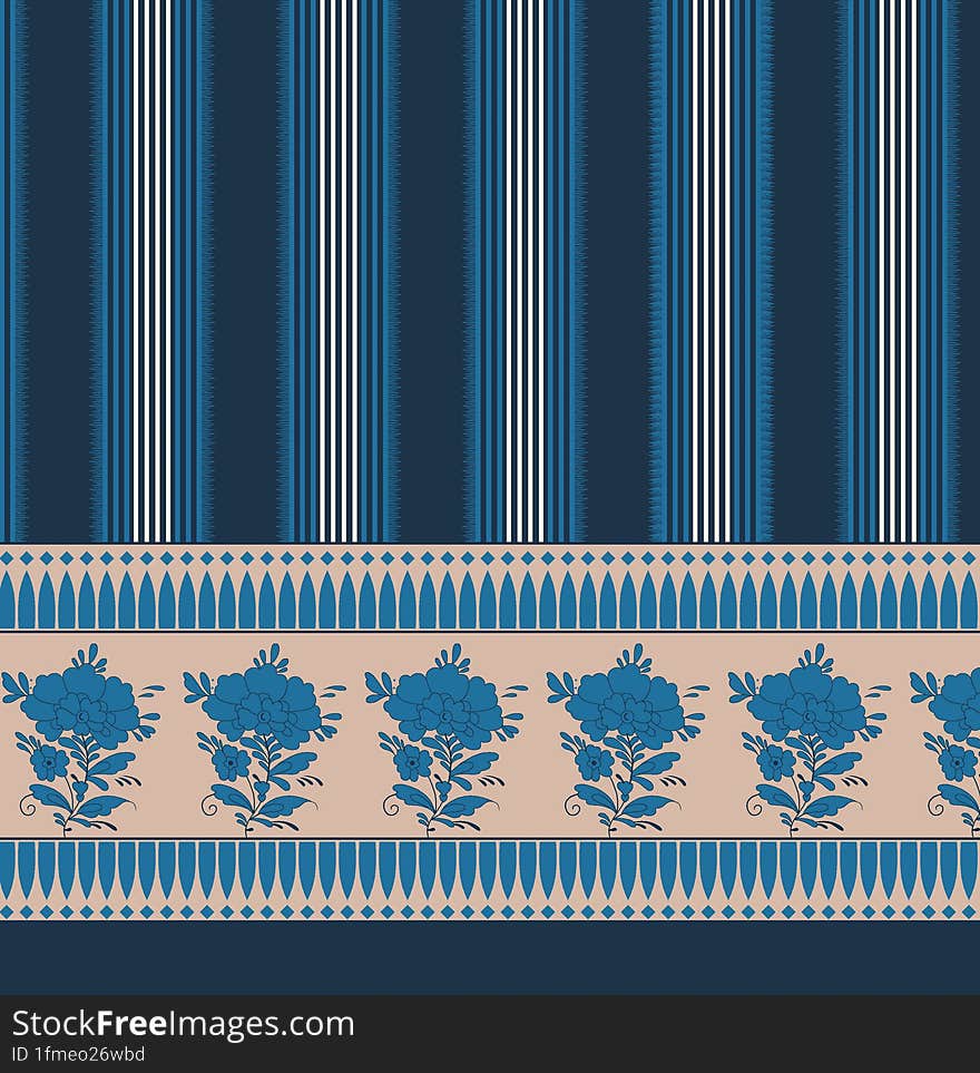 seamless flower and stripe border