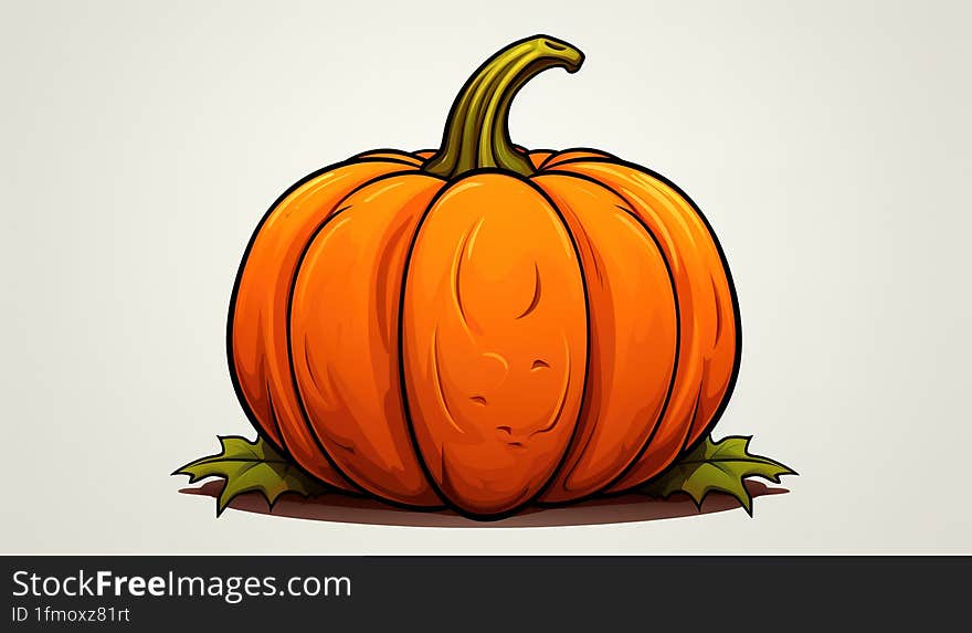 A captivating  illustration showcasing the vibrant beauty of a pumpkin, symbolizing the essence of autumn and harvest. This