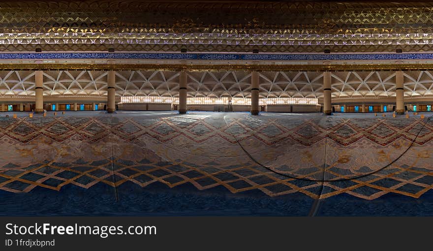 360 degree panorama of inside of the Mosque at King Khalid International Airport, Riyadh, Saudi Arabia