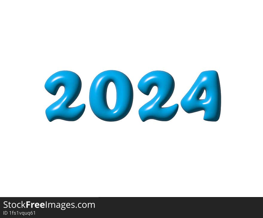 Realistic 3D 2024 Text Art PNG